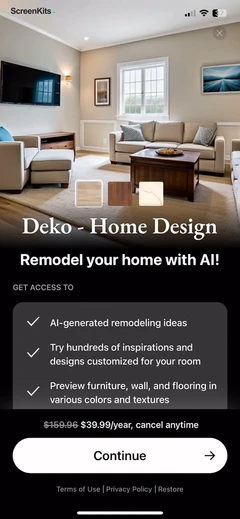 Deko- AI Home Design & Remodel paywalls UI screen 10