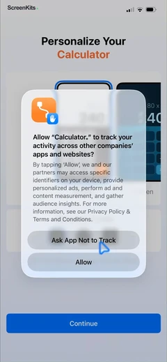 Calculator+ permissions UI screen 3