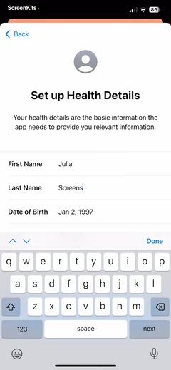 Apple Health forms UI screen 6