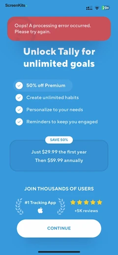 Tally: The Anything Tracker mobile app UI screen 5