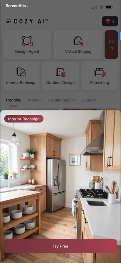 CozyAI - AI Home Design mobile app UI screen 10