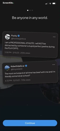 status - sims but social media mobile app UI screen 3