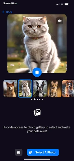 Talking Pet AI- Cat & Dog Talk mobile app UI screen 6