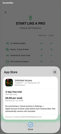 TradeGPT mobile app UI screen 11
