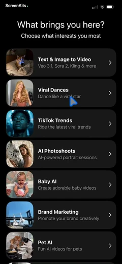 AI Video Generator - AI Studio mobile app UI screen 12
