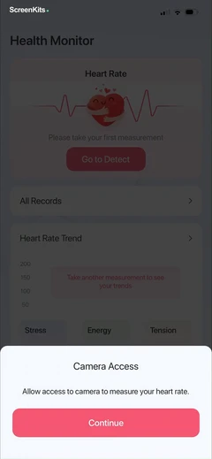 HeartFit - Heart Rate Monitor permissions UI screen 9