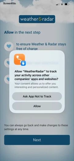 Weather & Radar permissions UI screen 3