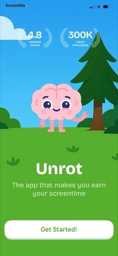 Unrot Earn your Screen Time mobile app UI screen 3