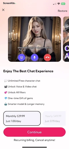 MeetAI Chat with AI Friend paywalls UI screen 6