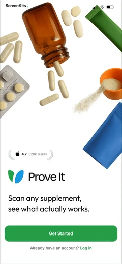 Prove It - Supplement Scanner mobile app UI screen 7
