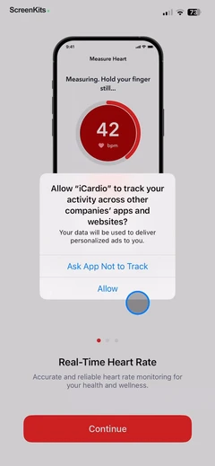 iCardio - Heart Rate Tracker permissions UI screen 3