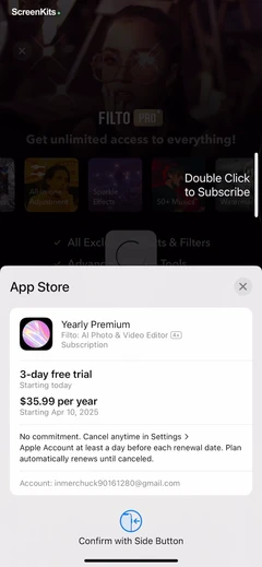 Filto- AI Photo & Video Editor mobile app UI screen 4