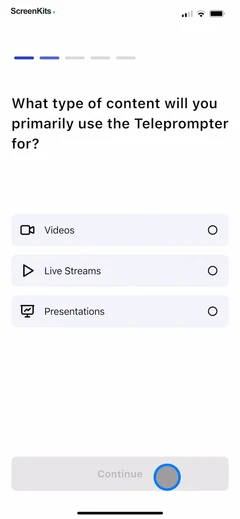 Teleprompter - VILO mobile app UI screen 7