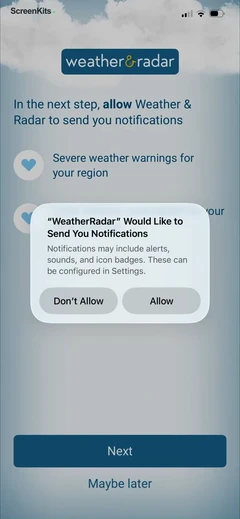 Weather & Radar permissions UI screen 5