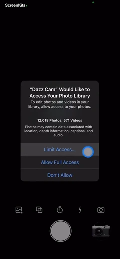 Dazz Cam - Vintage Camera permissions UI screen 5