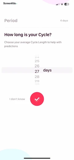My period calendar Pinkllama mobile app UI screen 6