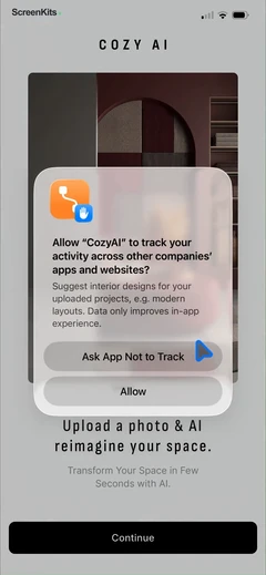 CozyAI - AI Home Design permissions UI screen 3
