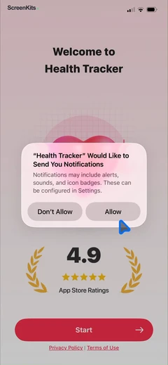 Health Tracker- HeartRate & BP onboarding and permissions UI screen 5