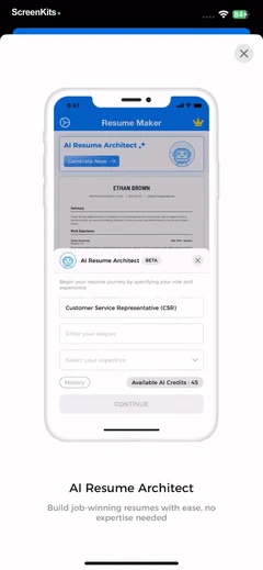 AI Resume Creator- CV Builder mobile app UI screen 9