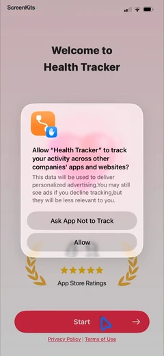 Health Tracker- HeartRate & BP onboarding and permissions UI screen 3