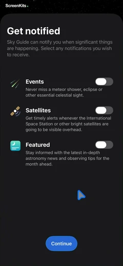 Sky Guide mobile app UI screen 6