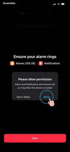 Alarmy - Loud alarm clock permissions UI screen 8