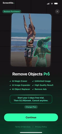 Remove Objects paywalls UI screen 10