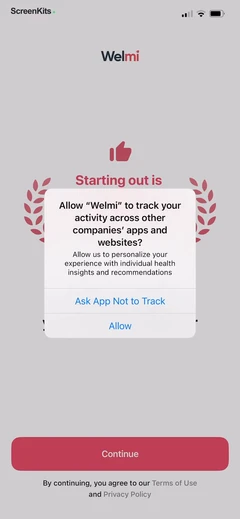 Welmi - Calorie Counter & Diet permissions UI screen 3