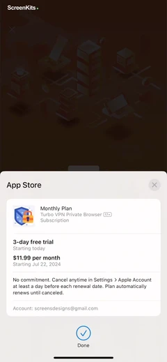 Turbo VPN Private Browser mobile app UI screen 7