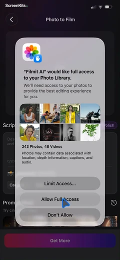 filmit-ai-ai-cinematic-video permissions UI screen 9