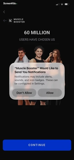 Muscle Booster Workout Tracker permissions UI screen 8