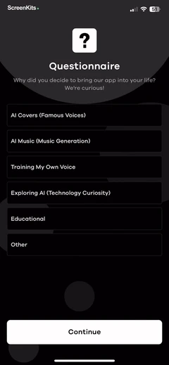 AI Music Maker - Melodia forms UI screen 11