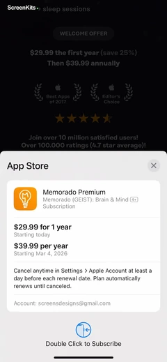 Memorado (GEIST): Brain & Mind mobile app UI screen 6