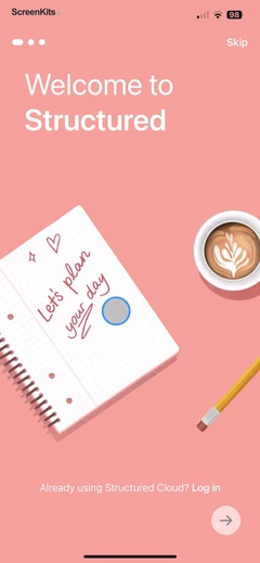 Structured- Daily Planner Todo onboarding UI screen 3