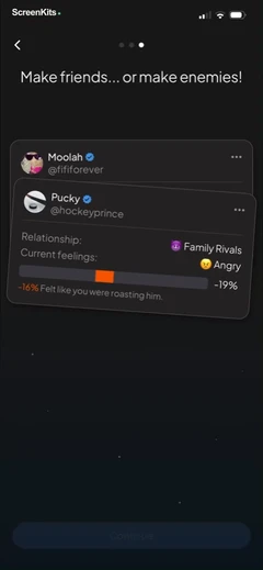 status - sims but social media mobile app UI screen 8