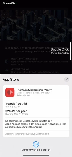 Voice Recorder & Transcribe mobile app UI screen 6