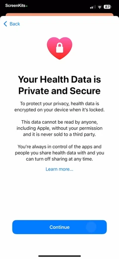 Apple Health permissions UI screen 3