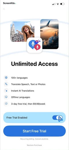 Talk & Translate AI Translator paywalls UI screen 5