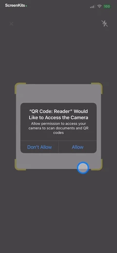 QR Code- Reader · permissions UI screen 4
