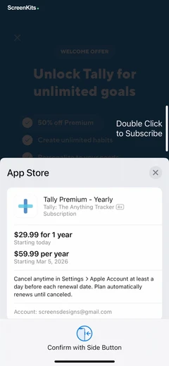 Tally: The Anything Tracker mobile app UI screen 4