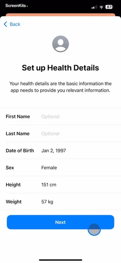 Apple Health forms UI screen 4