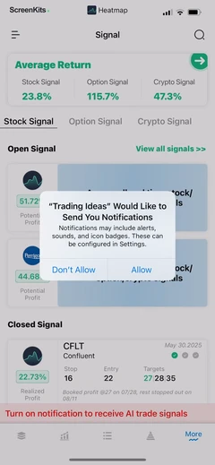 Trading Ideas Driven by AI permissions UI screen 11