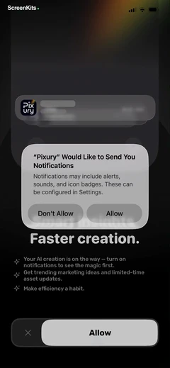 AI Product Video & Ad - Pixury permissions UI screen 6