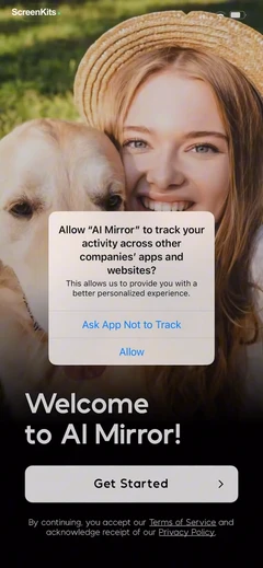 AI Mirror- AI Photo Editor onboarding and permissions UI screen 3