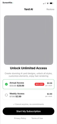 Yard AI- Backyard Design mobile app UI screen 9