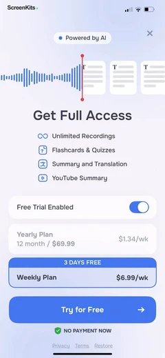 FoxNote paywalls UI screen 7