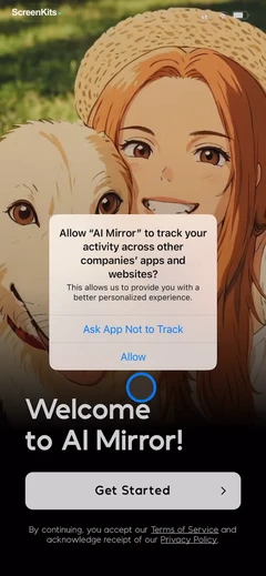 AI Mirror- AI Photo Editor onboarding and permissions UI screen 4
