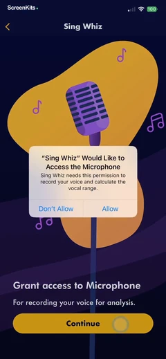 Vocal Range Finder - Sing Whiz permissions UI screen 6