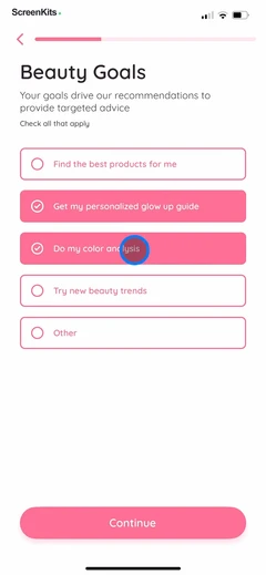 Glam Up - Perfect Your Look mobile app UI screen 9