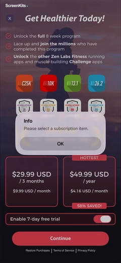 C25K® 5K Running Coach & Map paywalls UI screen 9